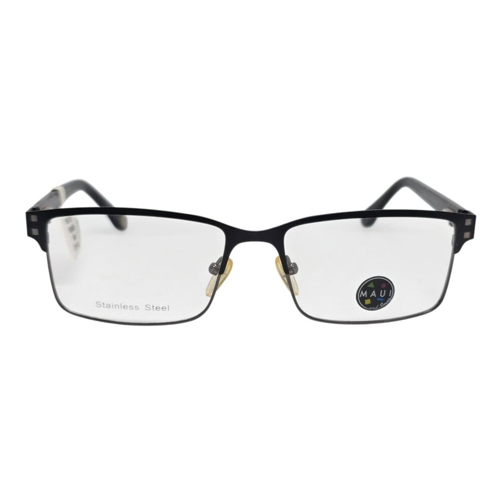 Maui And Sons Black Stainless Steel Rectangular Eyeglass‎ Frames 53/16/140
